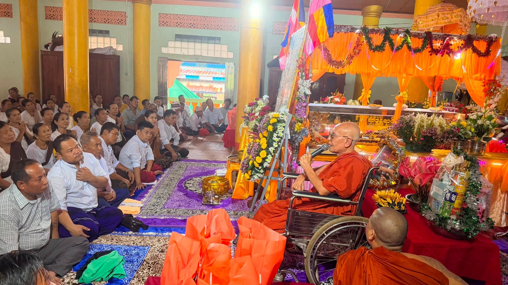 ကျုံပကိုရွာကျောင်းဆရာတော် ဘဒ္ဒန္တရာဇိန္ဒ သက်တော် (၇၂) နှစ်၊ သိက္ခာတော် (၅၂) ဝါ ဥတုဇရုပ်ကလာပ်တော်ကို နိဗ္ဗာန်စံကျောင်းသို့ ပင့်ဆောင်ပူဇော်ကျင်းပ
